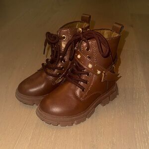 Stylish Brown Kids Boots with Lace-Up Design